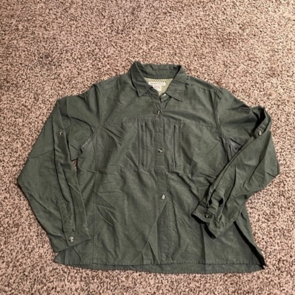 Women's ExOfficio Green Buttondown Travel Shirt, Large